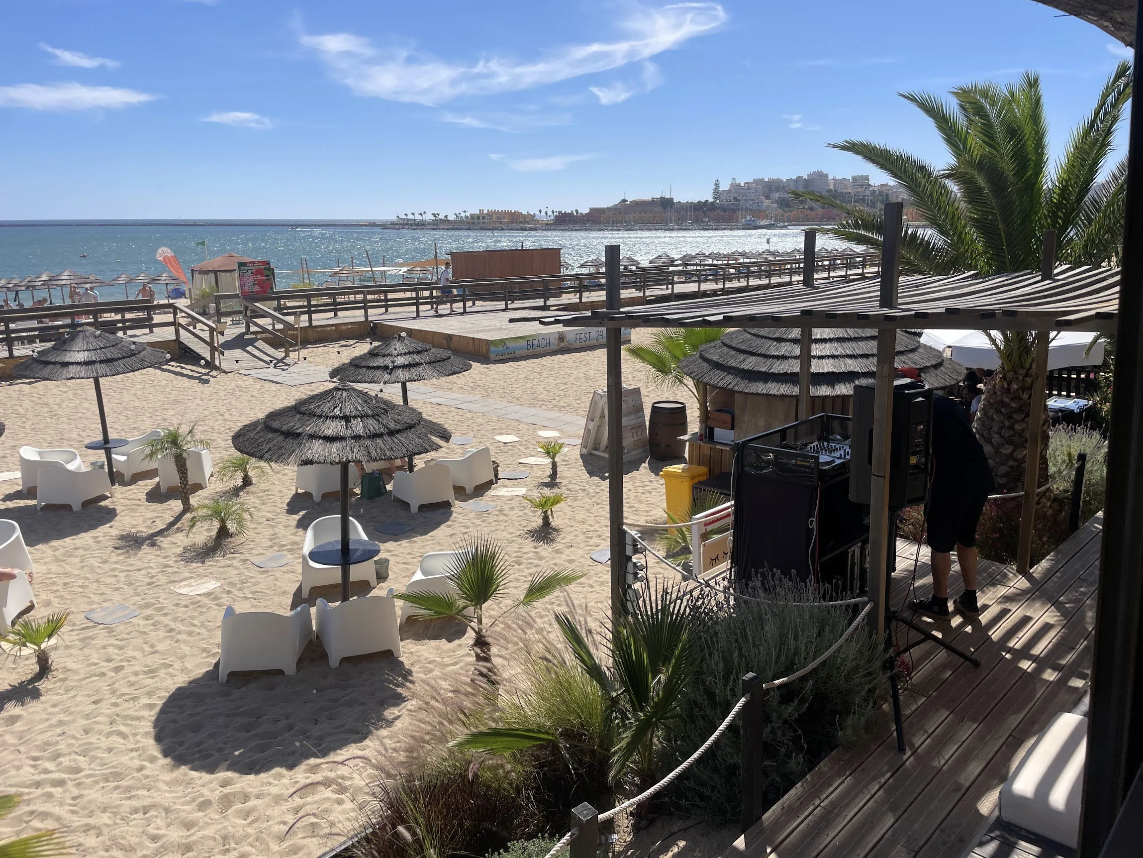 Beach club loungers overlooking the Atlantic