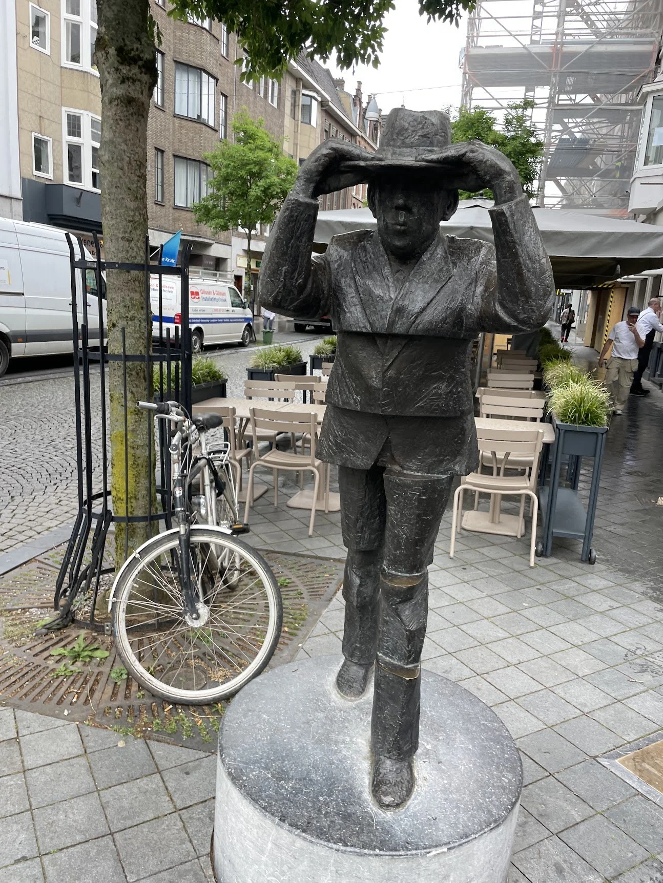 A bronze sculpture of a cyclist in Maastricht