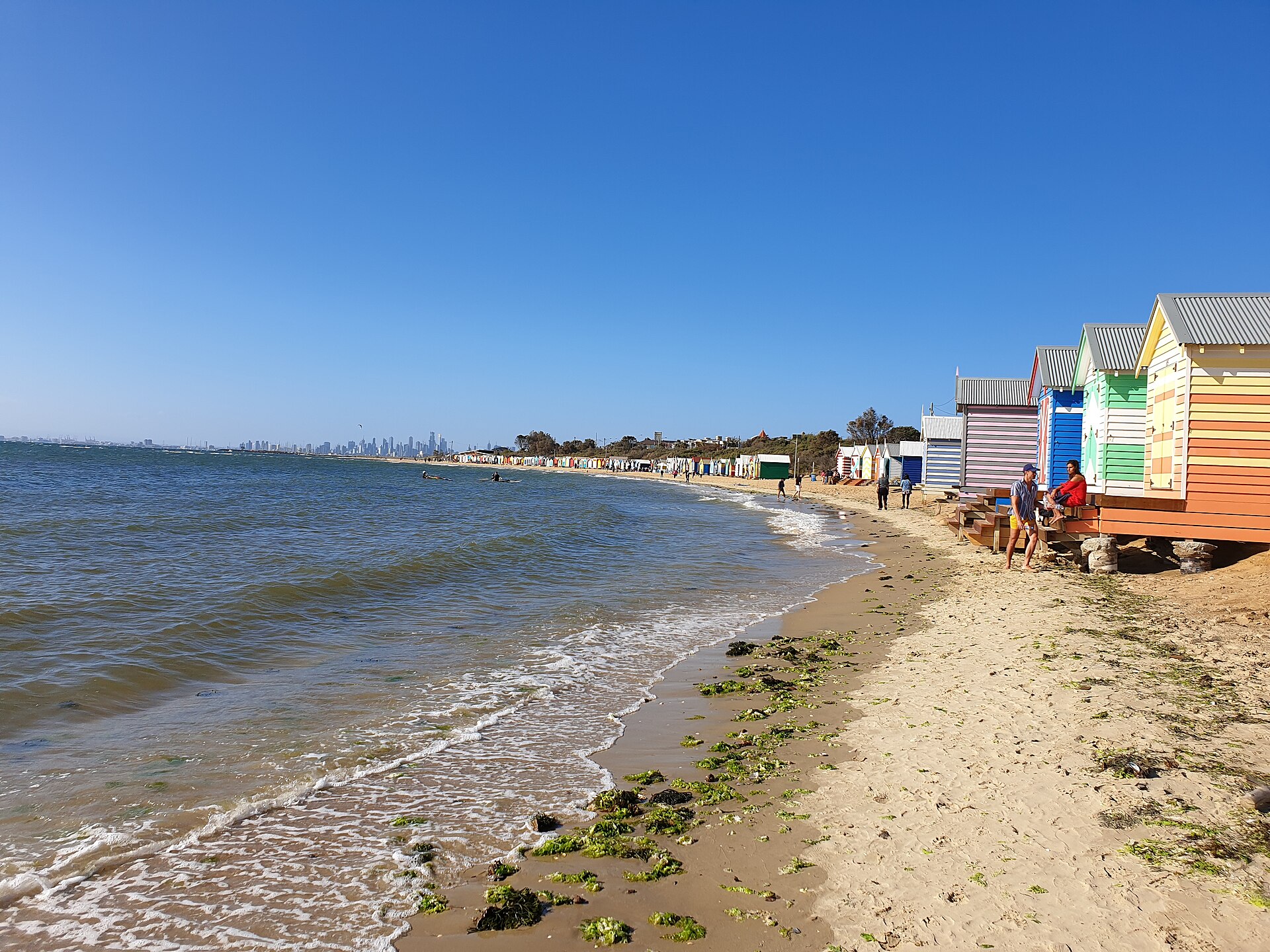 Colourful bathing boxes at Brighton Beach