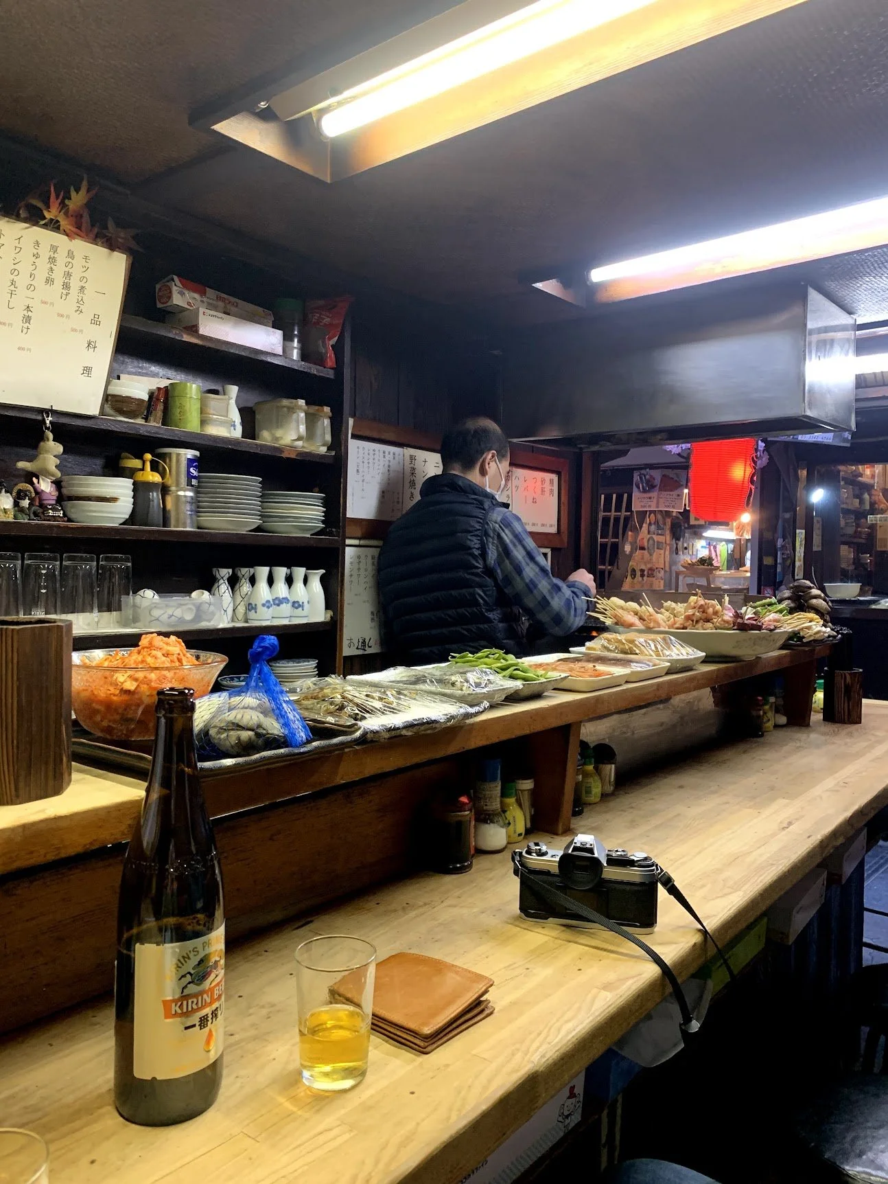 A counter-side meal at a Tokyo restaurant